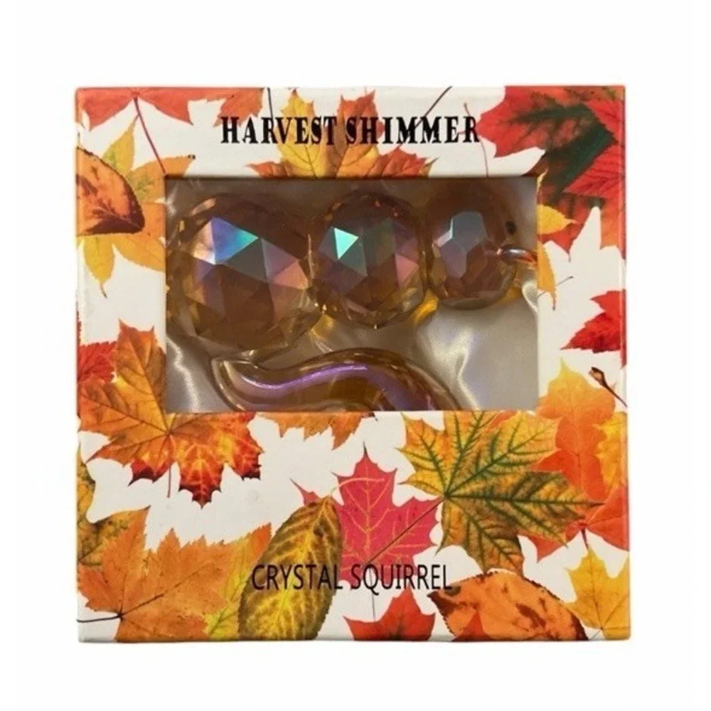 NEW‎ Rare Harvest Shimmer Crystal Squirrel Paperweight Gift Box Open Box